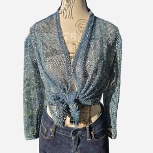 Eren hart blue crochet cardigan